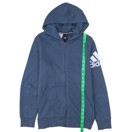 Adidas Boys Blue Full Zip Hoodie 13-14 Years Regular Fit Sportswear