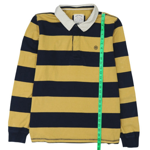 Fat Face Men's Yellow & Navy Striped XL Collared Rugby Sweatshirt
