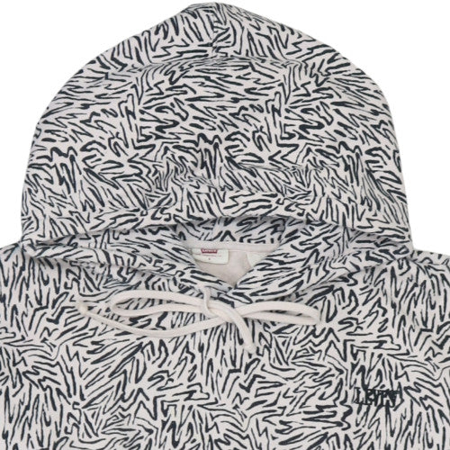 Levi's Women Ivory & Black Pullover Hoodie S Abstract Print Cotton