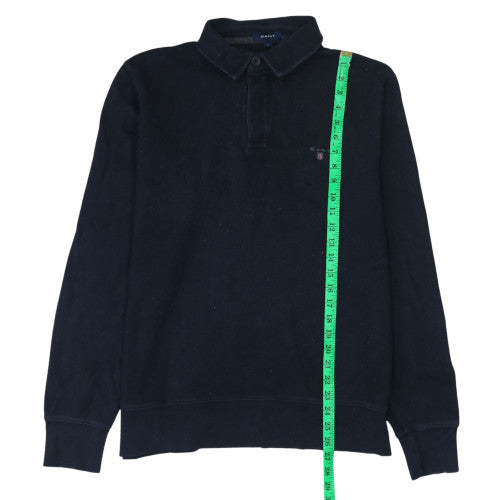 GANT Men's Navy Blue Cotton Long Sleeve Collared Pullover Sweatshirt L