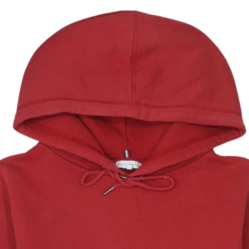 Tommy Hilfiger Men's Red Pullover Hoodie M Logo Fleece Sweatshirt
