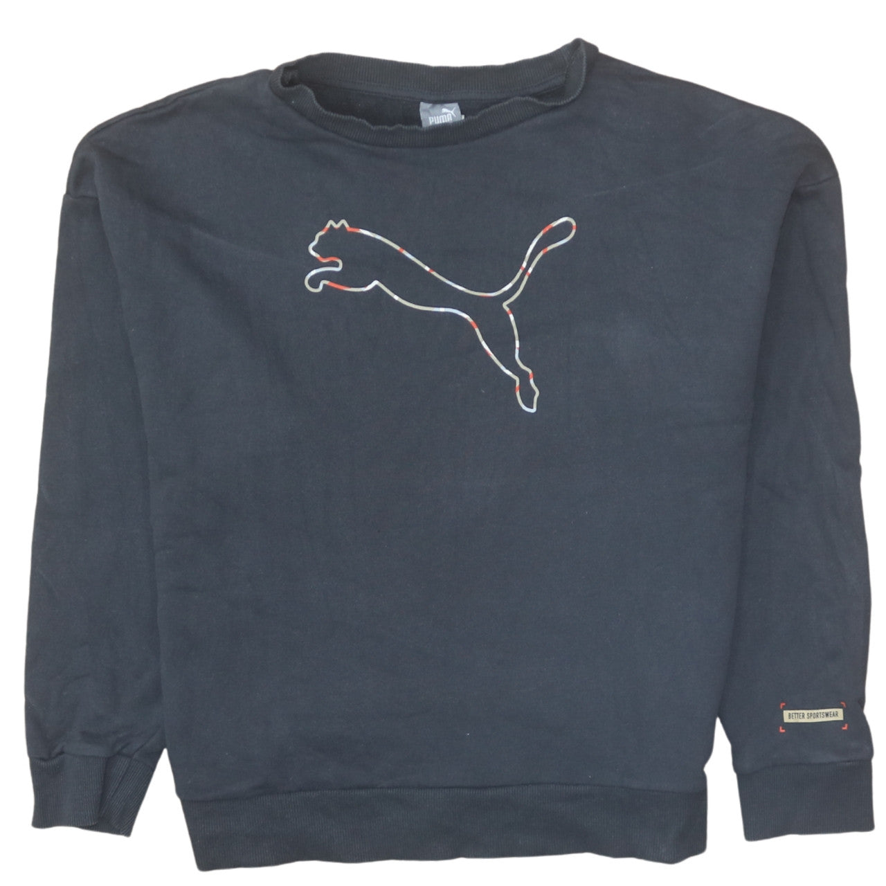 Puma Women's Black Medium Pullover Sweatshirt Logo Crew Neck