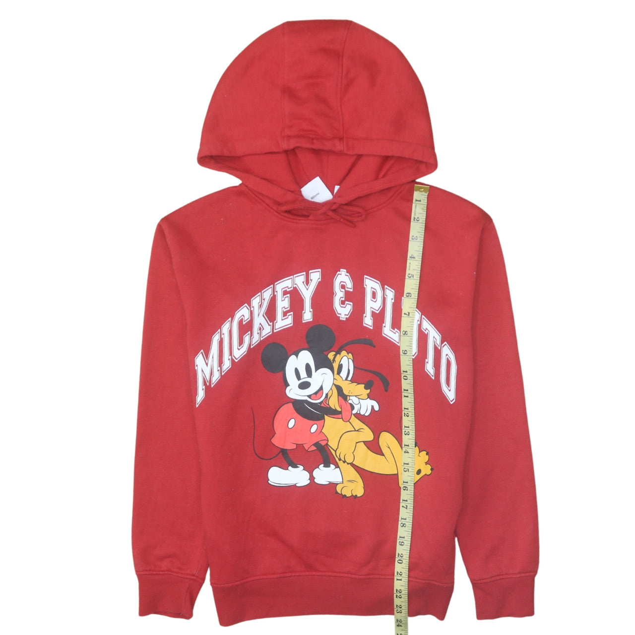 Disney Primark Womens Red Mickey & Pluto Pullover Hoodie Size 2XS