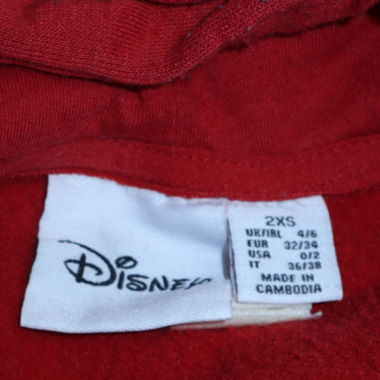 Disney Primark Womens Red Mickey & Pluto Pullover Hoodie Size 2XS