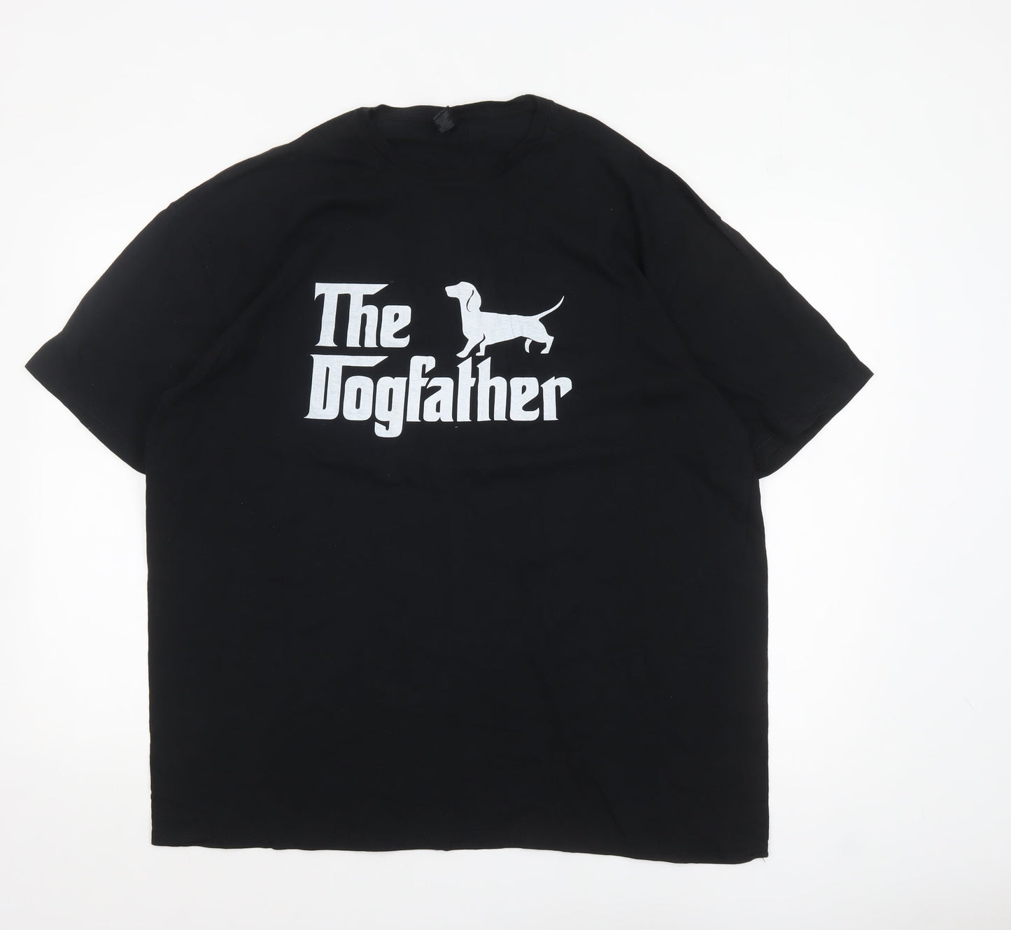 Gildan Men's Black 2XL Funny Dog Graphic Cotton T-Shirt