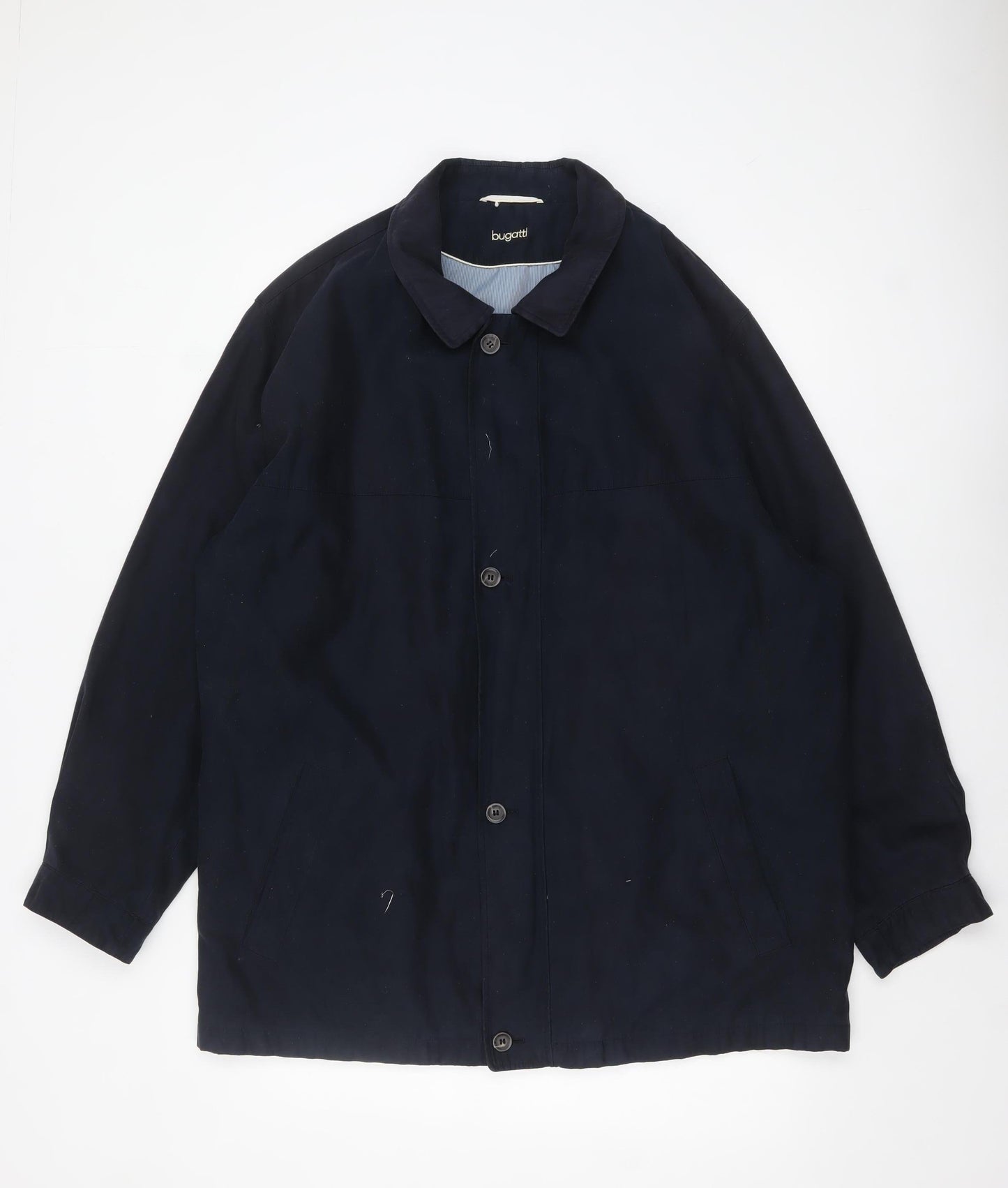 Bugatti Men's Blue Polyester Mid-Length Overcoat Jacket Size 56