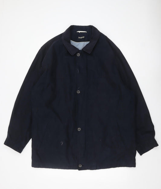 Bugatti Men's Blue Polyester Mid-Length Overcoat Jacket Size 56