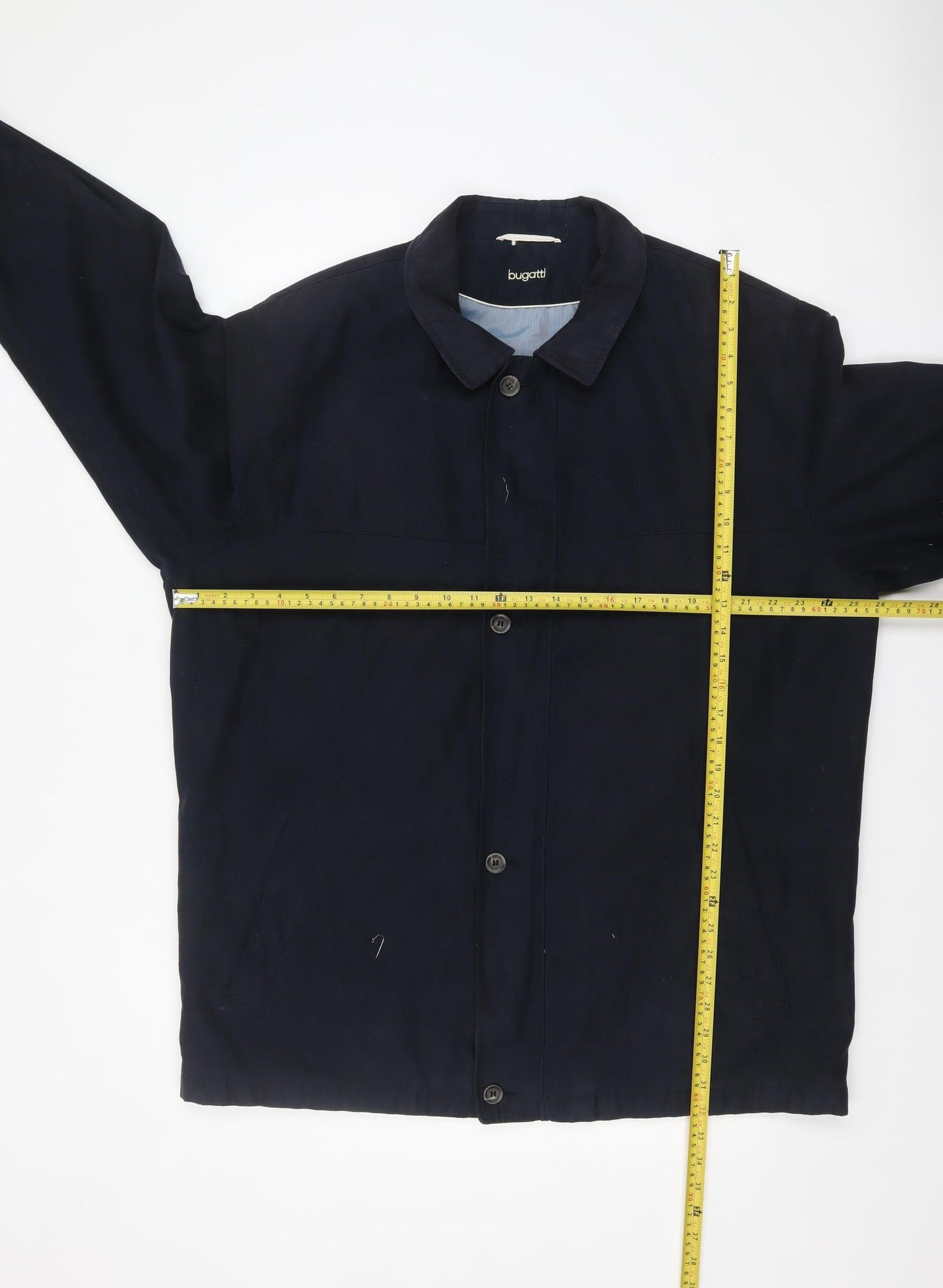 Bugatti Men's Blue Polyester Mid-Length Overcoat Jacket Size 56