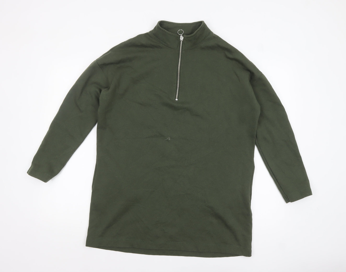 Tu Women Khaki Green 1/2 Zip Long Sleeve Pullover Sweatshirt Size 14
