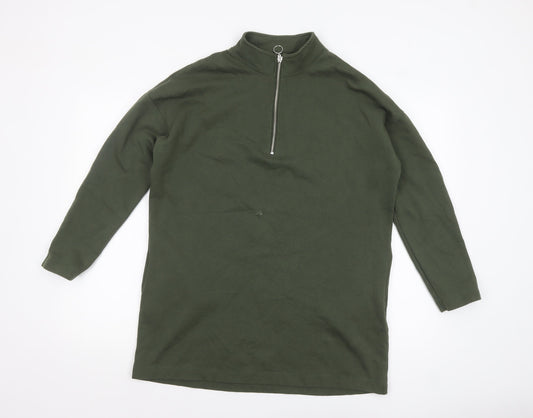 Tu Women Khaki Green 1/2 Zip Long Sleeve Pullover Sweatshirt Size 14