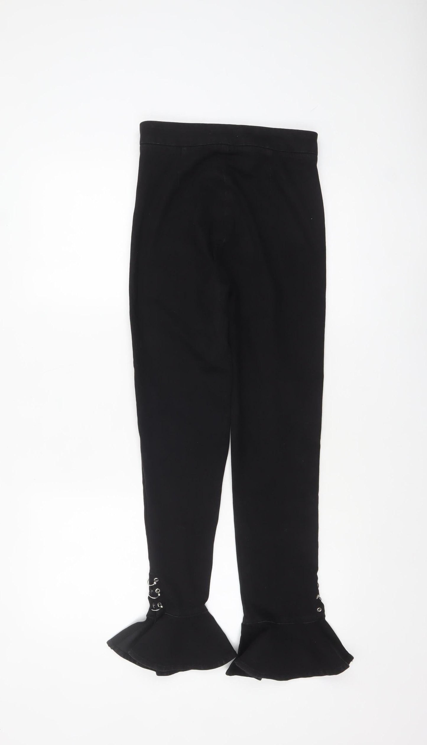 Zara Women Black Flared Jeans Size 8 High Waist Slim Fit Denim