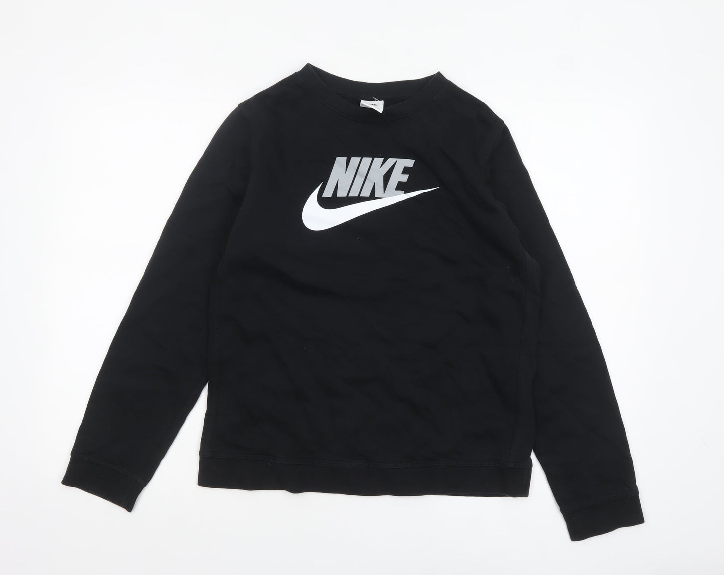 Nike Boys Black XL Pullover Fleece Sweatshirt with Logo Print