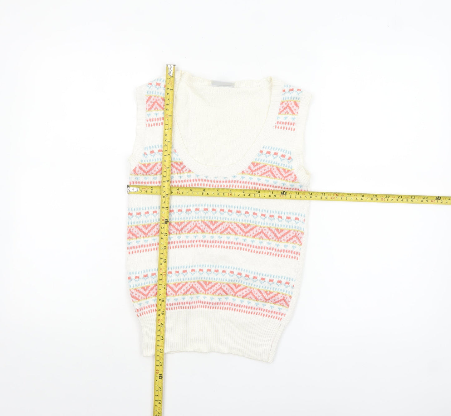 Atmosphere Womens Ivory Aztec Knit Sleeveless Vest Jumper Size 8-10