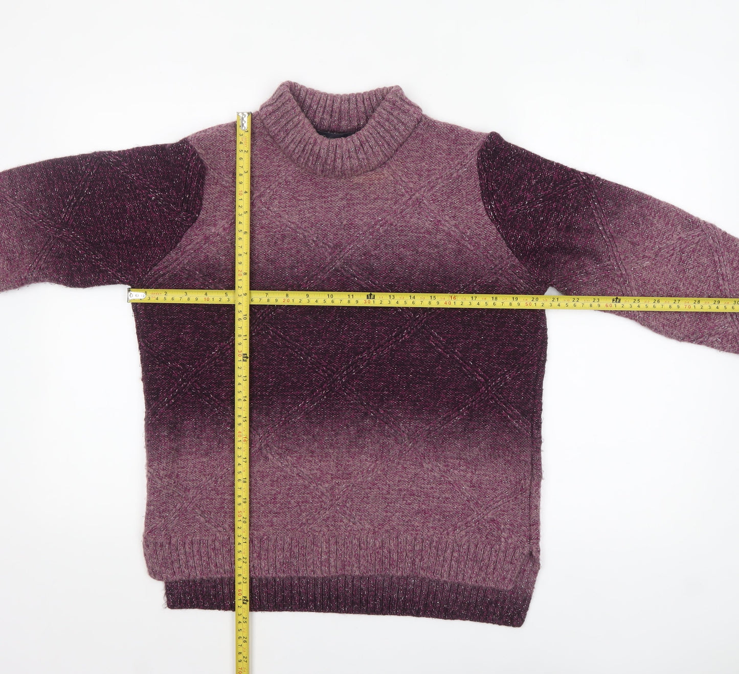 Marks and Spencer Women’s Purple High Neck Chunky Knit Jumper Size 14