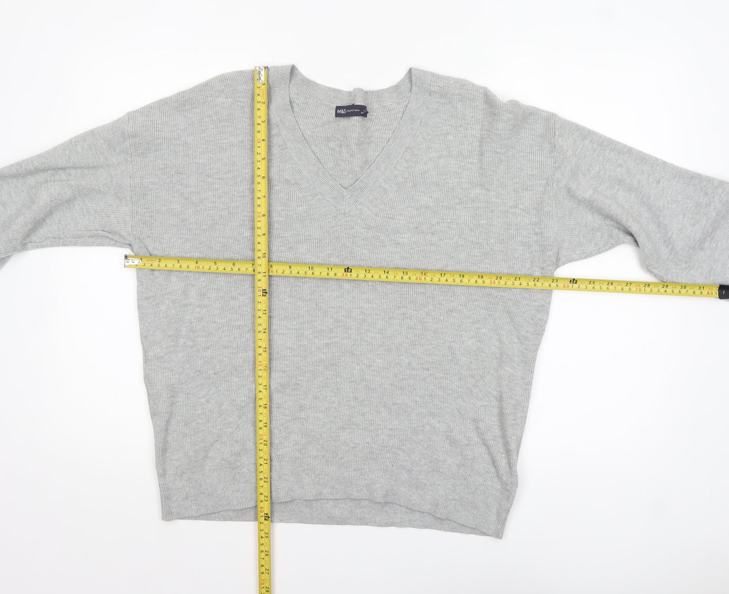 Marks and Spencer Women’s Grey V-Neck Knit Jumper Size L