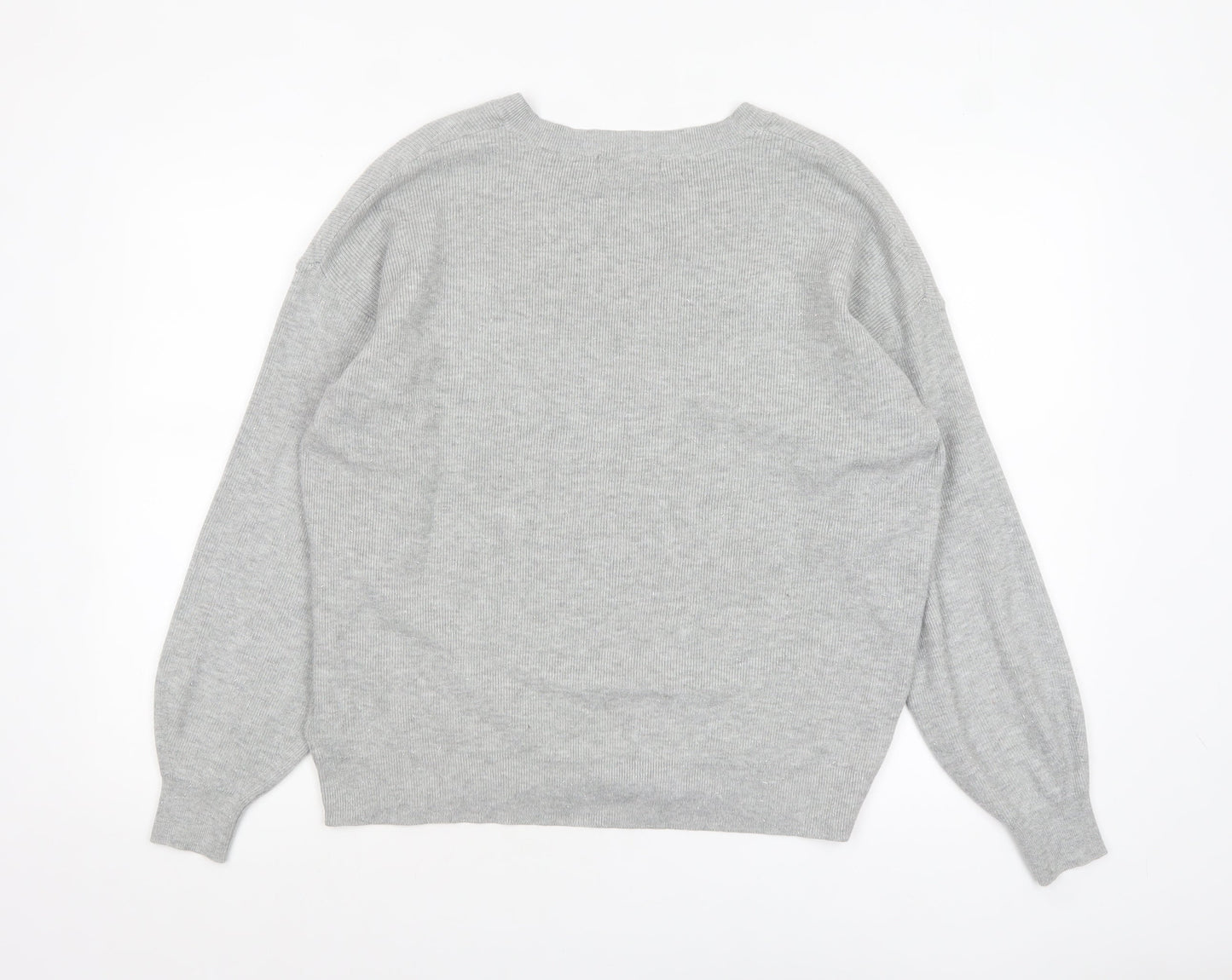 Marks and Spencer Women’s Grey V-Neck Knit Jumper Size L