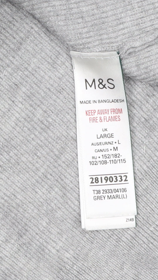 Marks and Spencer Women’s Grey V-Neck Knit Jumper Size L