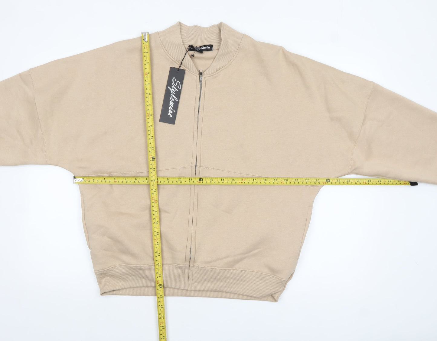 Stylewise Women Beige M Basic Full Zip Casual Jacket