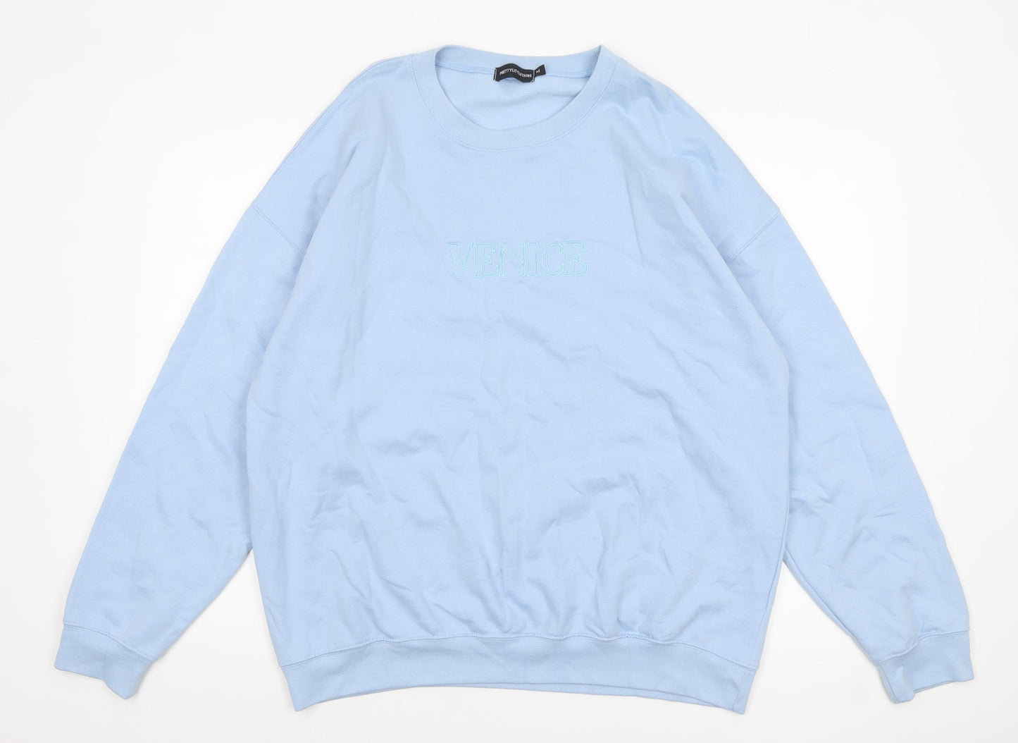 PrettyLittleThing Blue Venice Embroidered Sweatshirt Medium Unisex