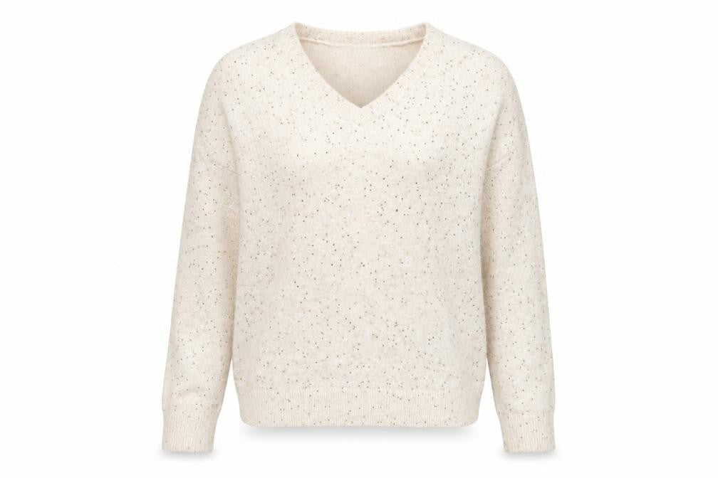Peacocks Women’s Beige Sequin V-Neck Knit Jumper Size M