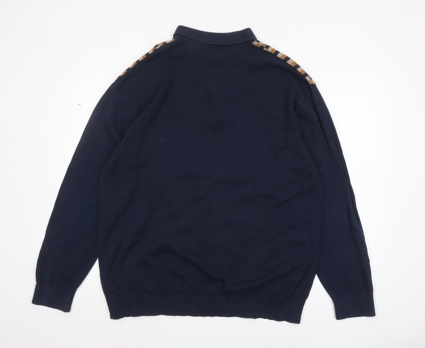 Next Men's Blue Geometric Cotton Henley Jumper XL