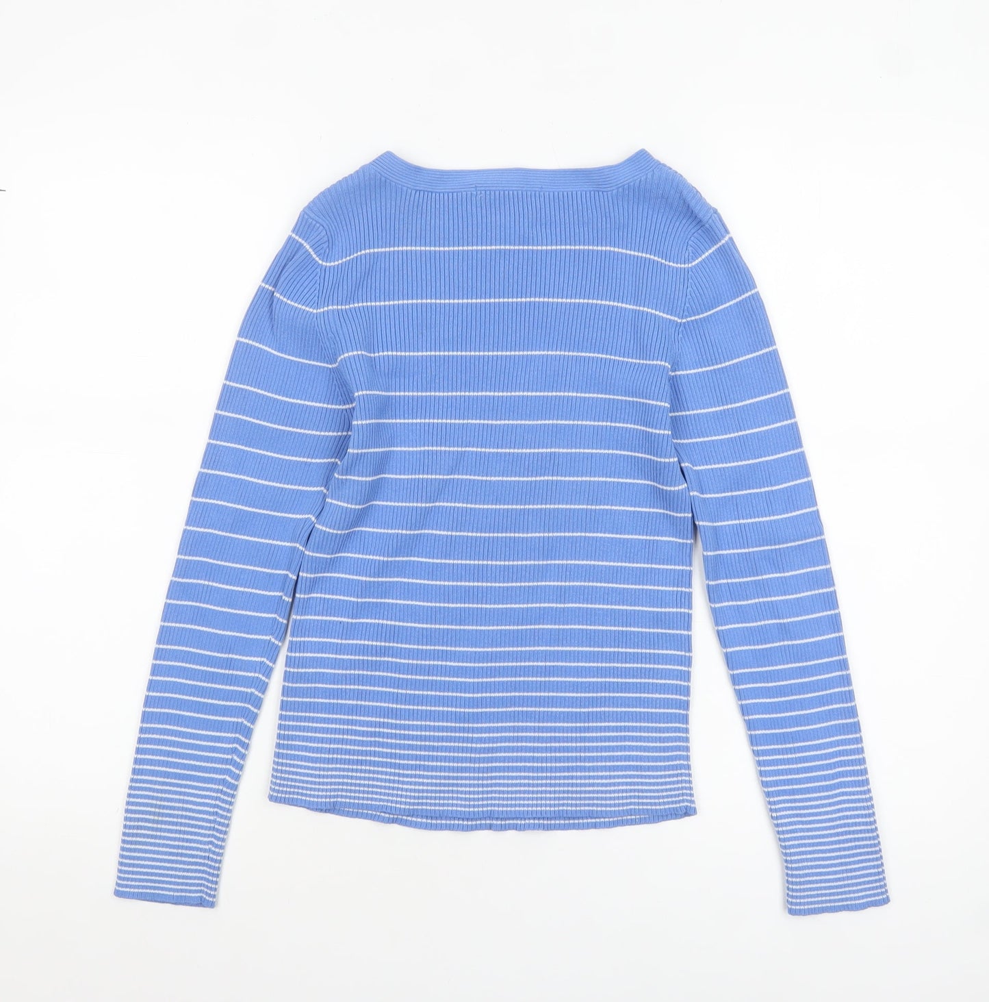 Marks and Spencer Women’s Blue Striped Cotton Jumper UK 10