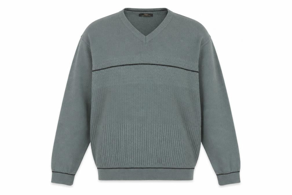Marks & Spencer Men’s Green V-Neck Wool Blend Pullover Jumper L