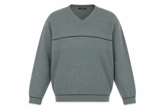 Marks & Spencer Men’s Green V-Neck Wool Blend Pullover Jumper L