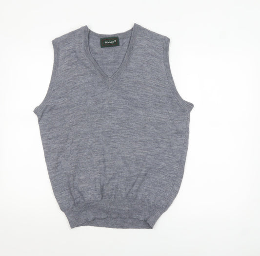 Wolsey Men's Grey Wool V-Neck Sleeveless Vest Jumper M Classic Fit