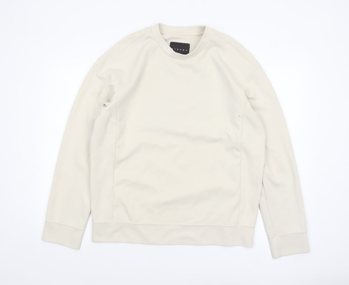 Sisley Men’s Beige Crew Neck Cotton Sweatshirt M Regular Fit