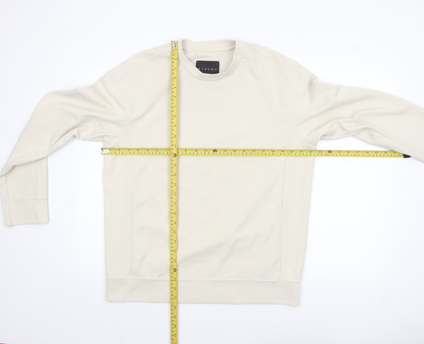 Sisley Men’s Beige Crew Neck Cotton Sweatshirt M Regular Fit