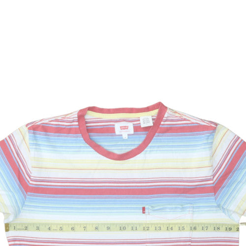 Levi's Men's Multicoloured Striped Crew Neck Cotton T-Shirt Size M