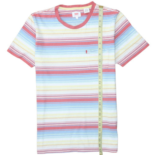 Levi's Men's Multicoloured Striped Crew Neck Cotton T-Shirt Size M