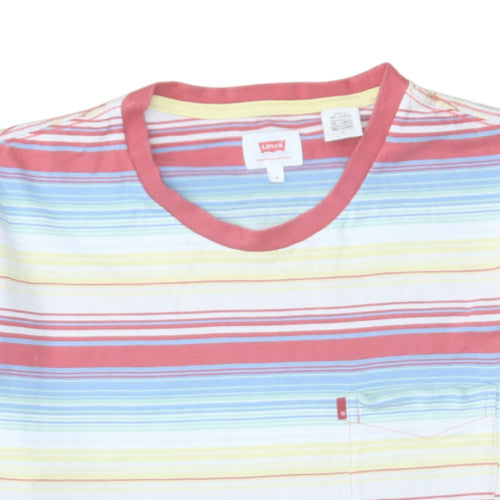 Levi's Men's Multicoloured Striped Crew Neck Cotton T-Shirt Size M