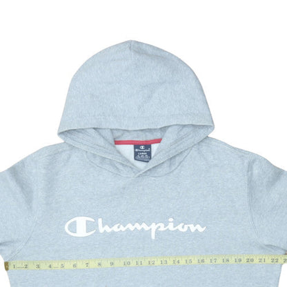 Champion Men's Grey Pullover Hoodie Large Logo Fleece Sweatshirt