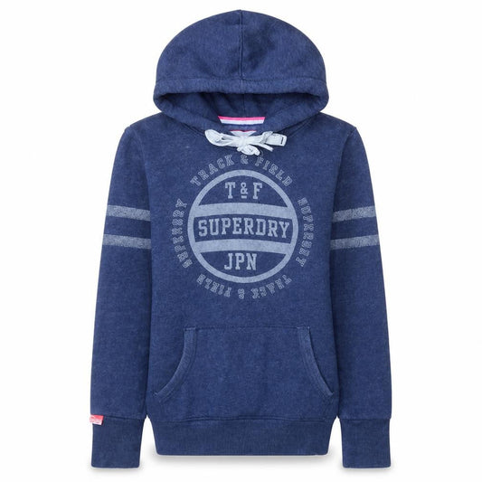 Superdry Women's Blue Pullover Hoodie Size M Graphic Print Cotton