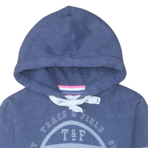 Superdry Women's Blue Pullover Hoodie Size M Graphic Print Cotton