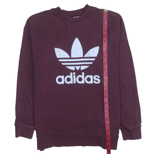 Adidas Womens Burgundy Sweatshirt UK 12 Crew Neck Long Sleeve