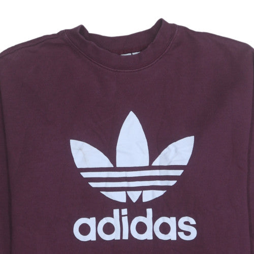 Adidas Womens Burgundy Sweatshirt UK 12 Crew Neck Long Sleeve