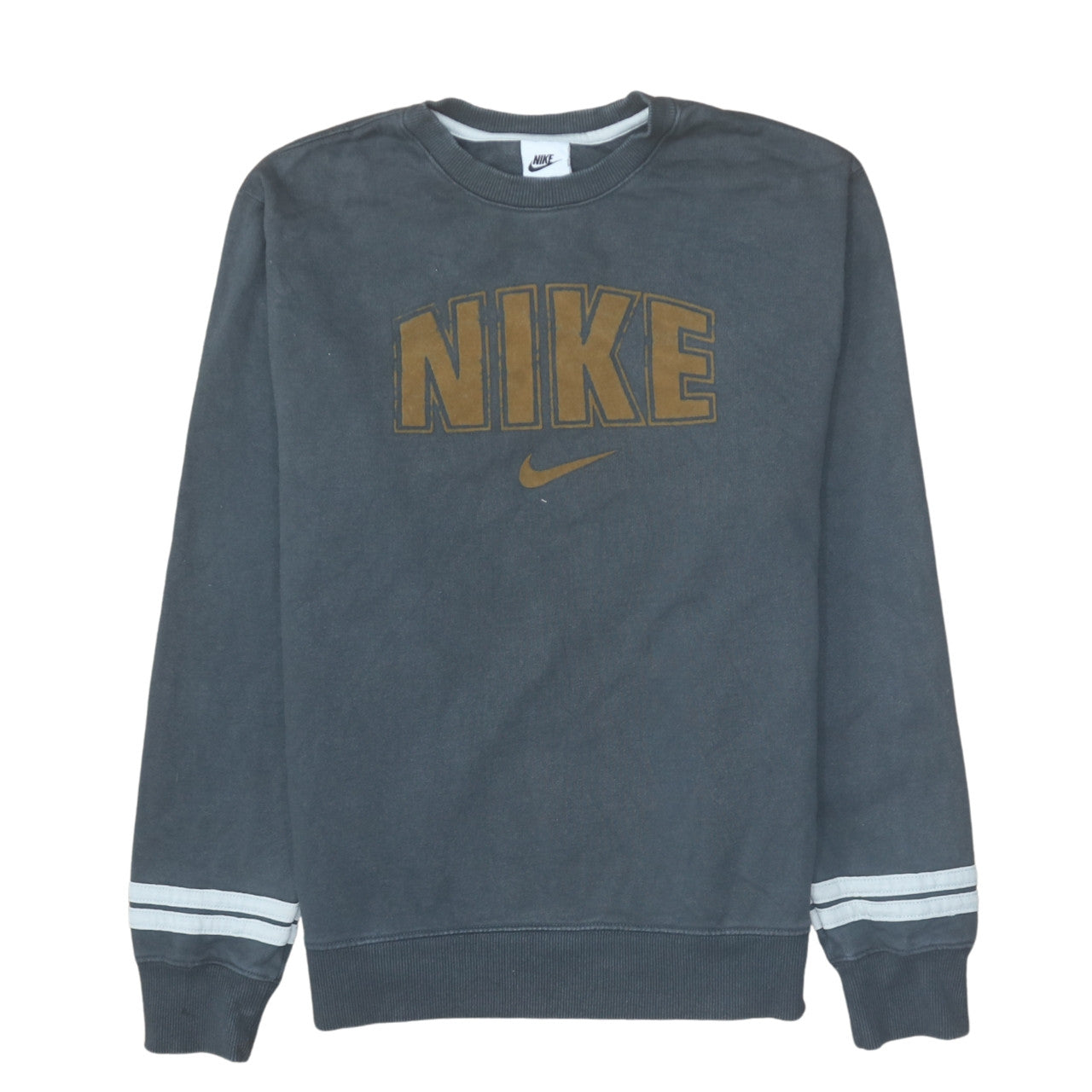 Nike Womens Grey Cotton Crew Neck Pullover Sweatshirt Size S