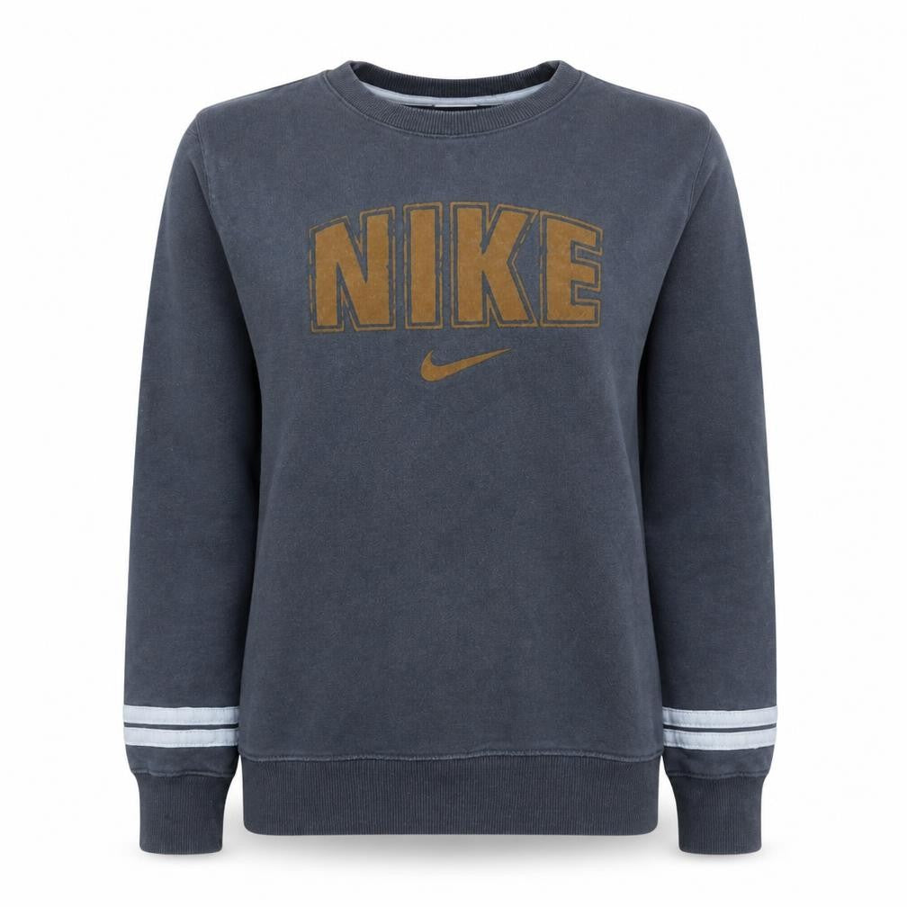 Nike Womens Grey Cotton Crew Neck Pullover Sweatshirt Size S