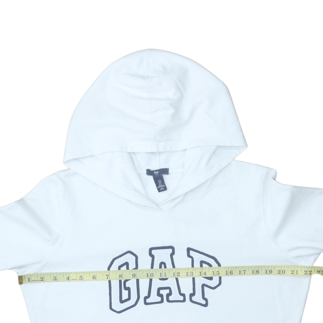 GAP Women White Pullover Hoodie L Logo Embroidered Classic Fit