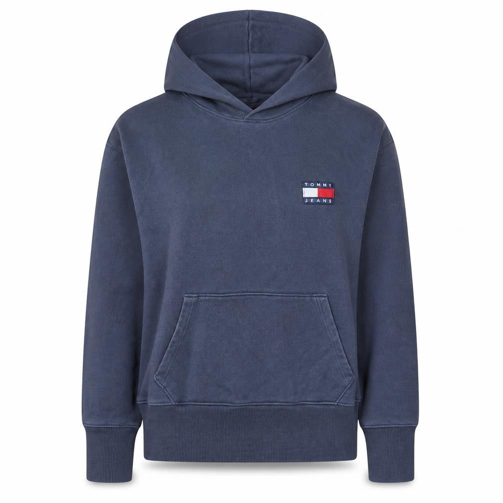 Tommy Jeans Women's Blue Pullover Hoodie Size S Cotton Logo Sweatshirt