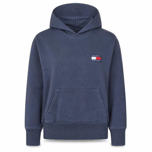 Tommy Jeans Women's Blue Pullover Hoodie Size S Cotton Logo Sweatshirt