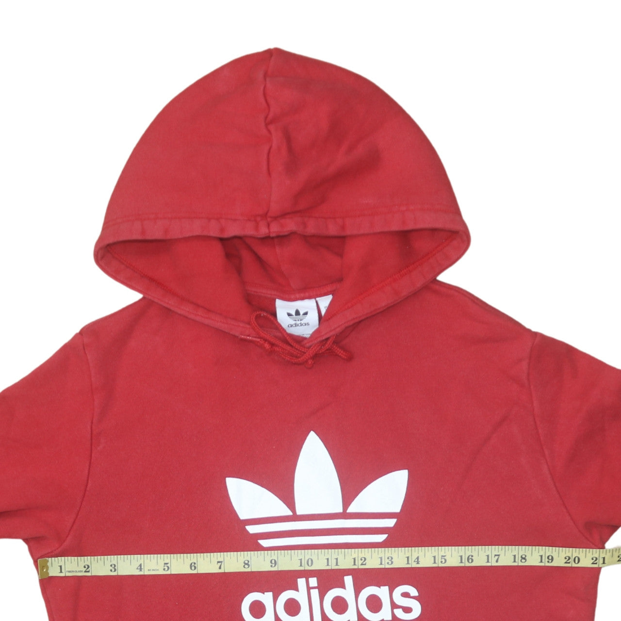 Adidas Mens Red Pullover Hoodie M Sports Fleece Logo Sweatshirt