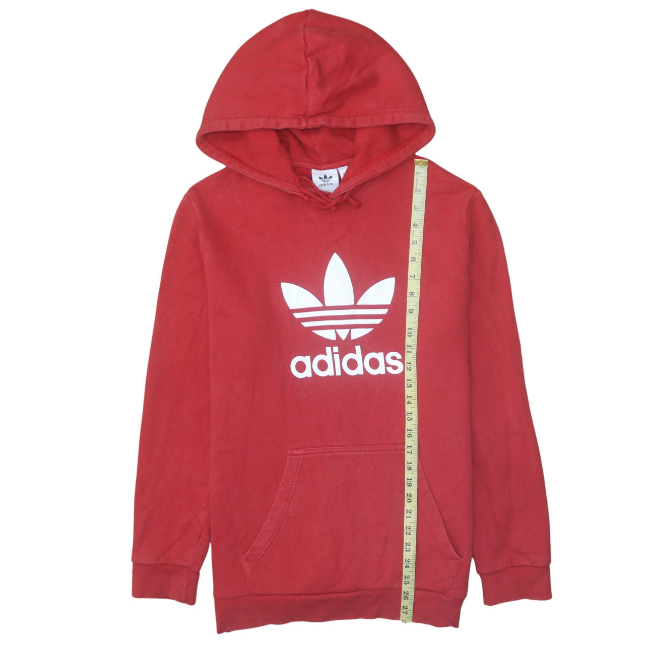 Adidas Mens Red Pullover Hoodie M Sports Fleece Logo Sweatshirt