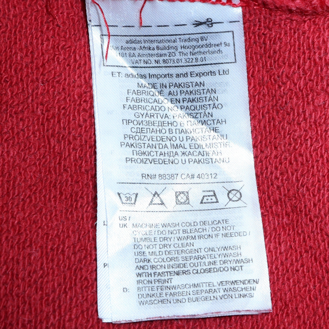 Adidas Mens Red Pullover Hoodie M Sports Fleece Logo Sweatshirt