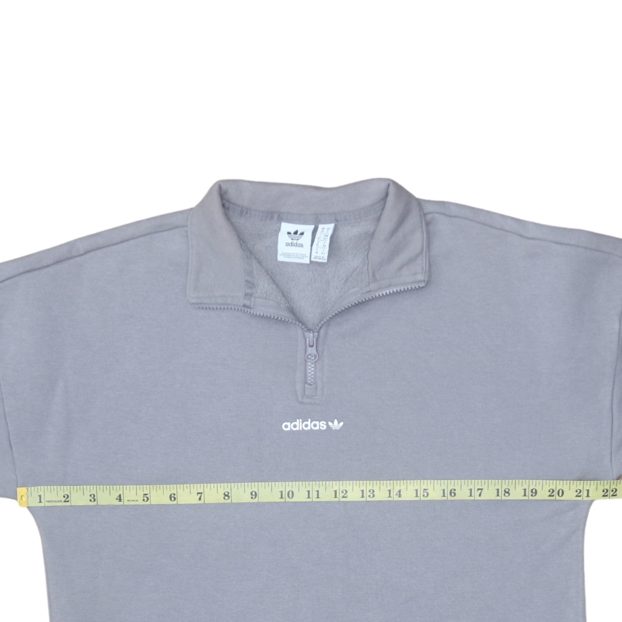Adidas Women Grey 1/2 Zip Sweatshirt Size 10 Classic Logo Pullover
