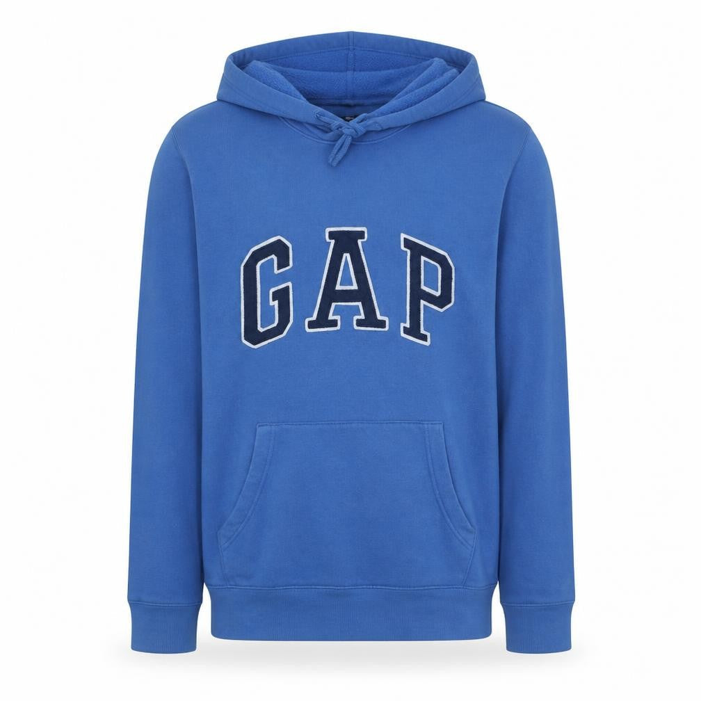 Gap Mens Blue Pullover Hoodie Medium Fleece Logo Sweatshirt