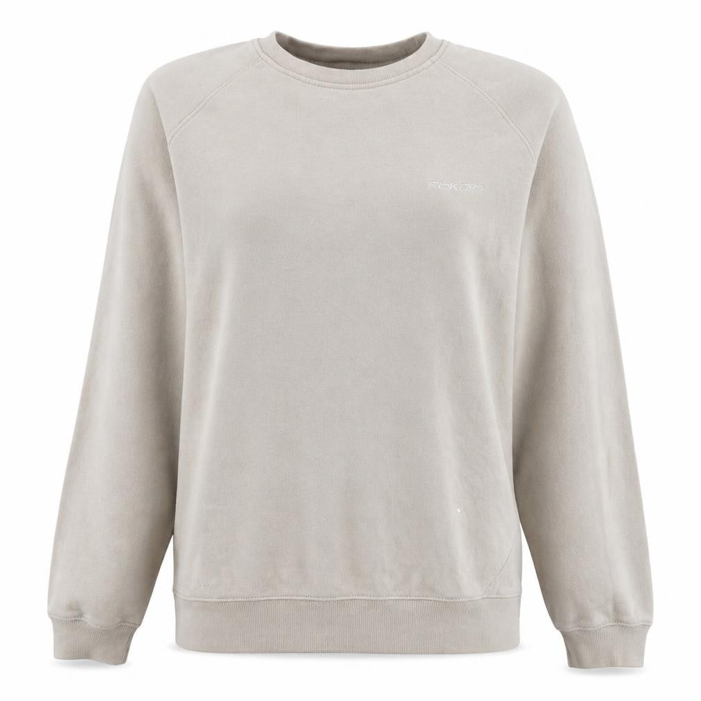 Reebok Women Beige Crew Neck Pullover Sweatshirt Size M